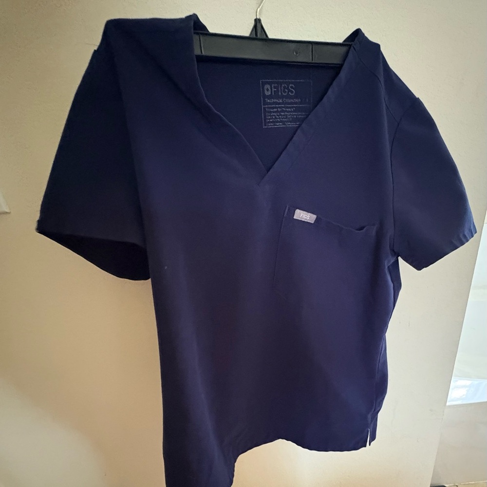 Figs Deep Blue V-Neck Scrub Top